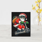 Carte Pajama de Noël père Noël Riding Scooter Pour Les J (Fleur jaune)