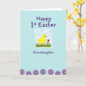 Carte Pale Blue Easter Granddaughter Card (Fleur jaune)