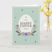 Carte Pale green background with a white egg and flowers (Fleur jaune)