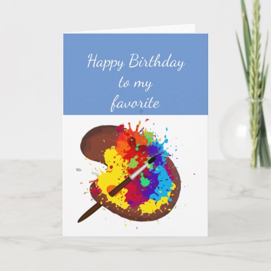 Carte Palette Artiste Artiste Favorite Anniversaire Fun (Devant)