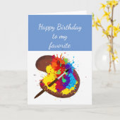 Carte Palette Artiste Artiste Favorite Anniversaire Fun (Fleur jaune)