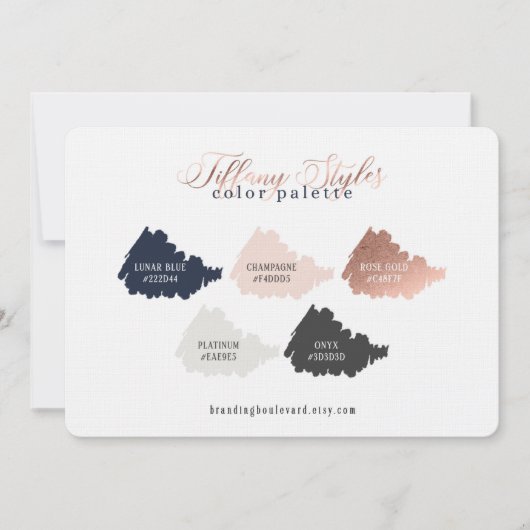 Carte Palette couleur bleu et bleu marine rose Gold (Devant)