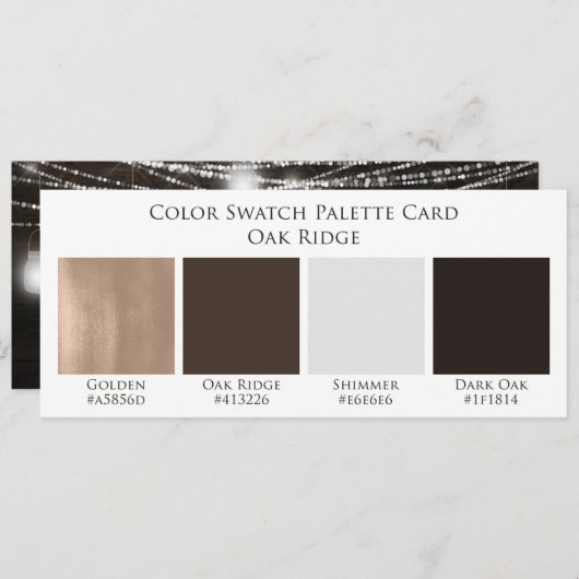 Carte Palette couleur Mariage rustique Oak Ridge (Devant / Derrière)