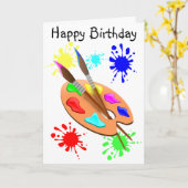 Carte Palette d'artiste Joyeux Anniversaire (Fleur jaune)