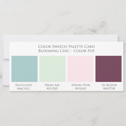 Carte Palette de Mariage couleur chic en floraison (Devant)