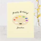 Carte Palette de peinture Anniversaire personnalisé (Fleur jaune)