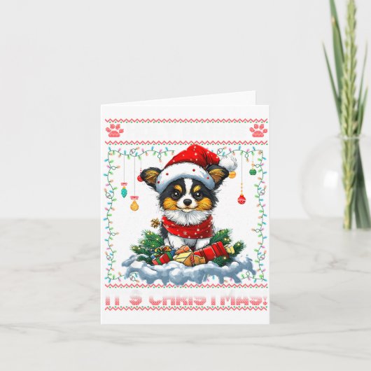 Carte Pallon Christmas Tree Lights Decorations Dog Lover (Devant)