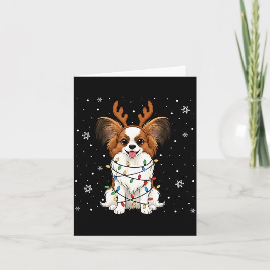 Carte Pallon Dog Christmas Lights Reindeer Funny Xmas Do (Devant)