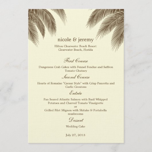 Carte Palm Beach Wedding - Brown (Devant)