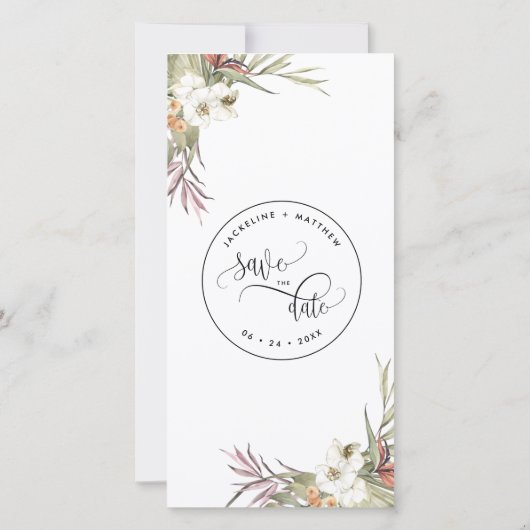 Carte Palm Feuille Floral Mariage Enregistrer La Date Si (Dos)