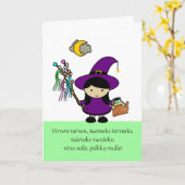 Carte Palm finlandais dimanche, sorcière mignonne (Fleur jaune)