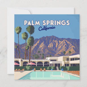 Carte Palm Springs California Pool Hotel Trees Retro