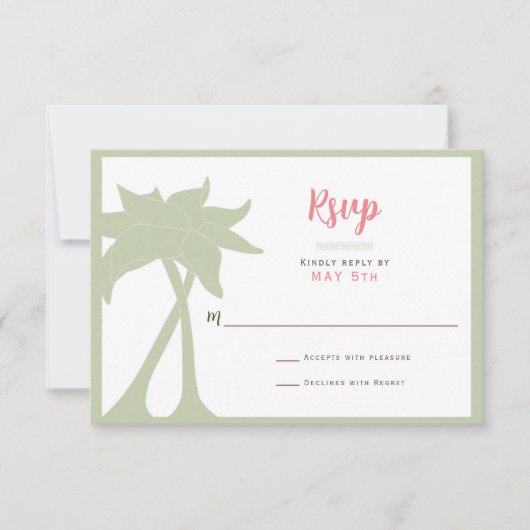 Carte Palm Tree Beach Destination Mariage RSVP (Devant)