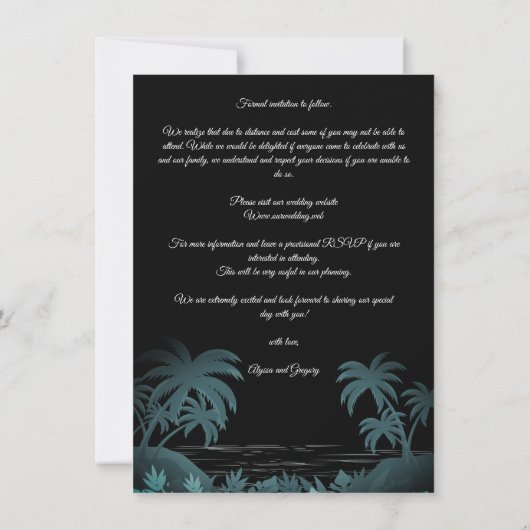 Carte Palm Tree Beach Personalized Photo Engagement (Dos)