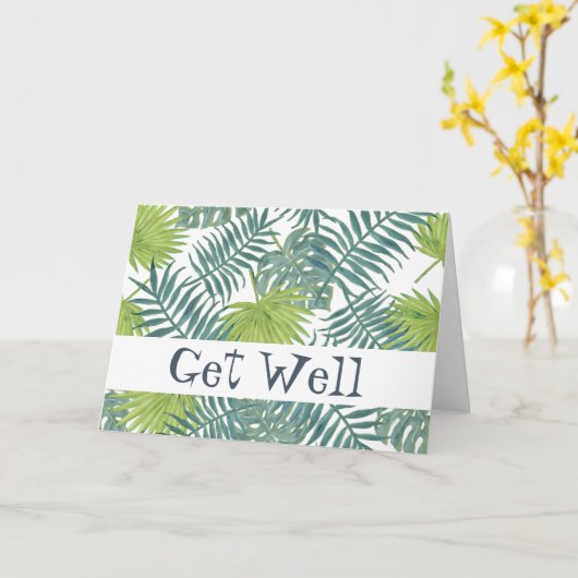 Carte Palm Tree Fronds Peinture hawaïenne (Fleur jaune)