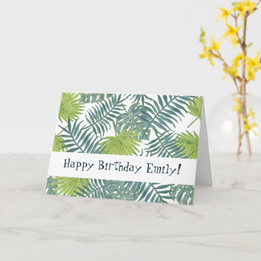 Carte Palm Tree Fronds Peinture hawaïenne (Fleur jaune)