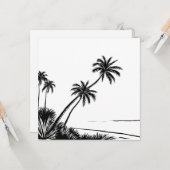 Carte Palm Tree Plage Noire & Blanc Côte (Devant/Arrière en situation)