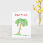 Carte Palm Tree with Holiday Lights "Happy Holidays" (Fleur jaune)