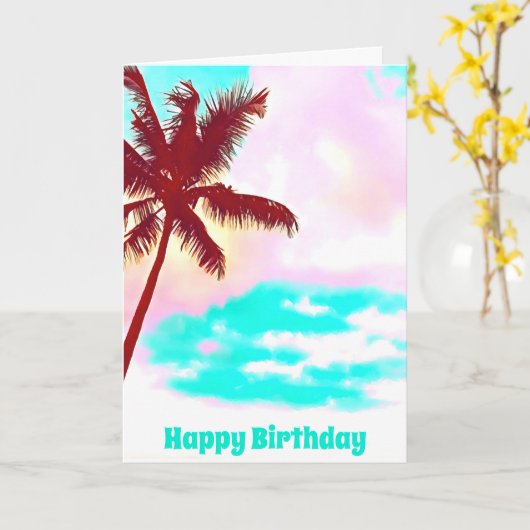 Carte Palm Trees vie tropicale de l'île (Fleur jaune)