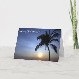 Carte palmier à la retraite au coucher du soleil