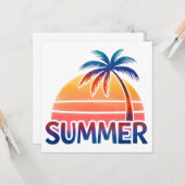 Carte Palmier de coucher de soleil rétro (Devant/Arrière en situation)