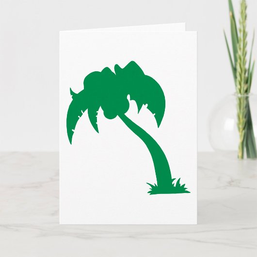 Carte Palmier Tropical Silhouette Green Island Beach