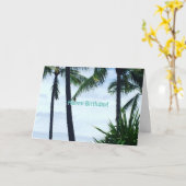 Carte Palmiers de joyeux anniversaire d'Hawaï (Fleur jaune)