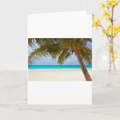 Carte palmiers de plage arbre île tropicale sable mer (Fleur jaune)