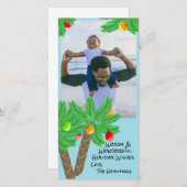Carte Palmiers décorés Photo de Noël (Devant / Derrière)