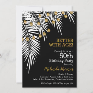 Carte Palmiers et lumières Noir et Or 50e anniversaire