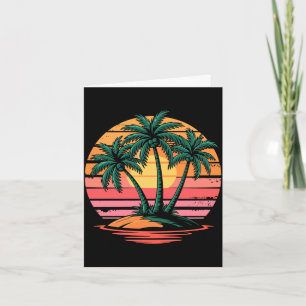 Carte Palmiers rétro coucher de soleil tropical été pour