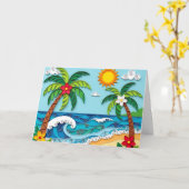 Carte Palmiers sur la plage | Anniversaire (Fleur jaune)