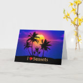 Carte Palmiers tropicaux couchés de soleil (Fleur jaune)