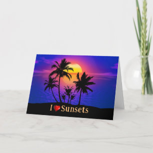 Carte Palmiers tropicaux couchés de soleil