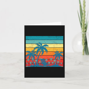 Carte Palmiers Tropicaux Rétro Et Plage De Coucher De So