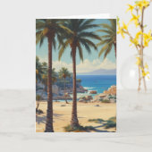 Carte Palmiers vintages Côte d'Azur Voyage (Fleur jaune)