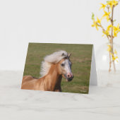 Carte Palomino Welsh Pony Headhot Mane Flow (Fleur jaune)
