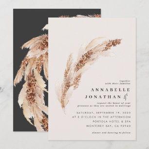 Carte Pampas boho naturel herbe mariage élégant