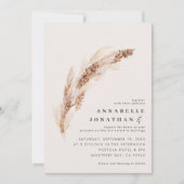 Carte Pampas boho naturel herbe mariage élégant (Devant)
