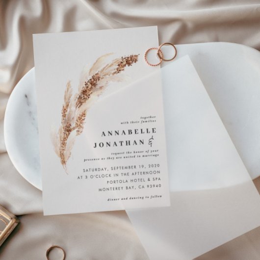 Carte Pampas boho naturel herbe mariage élégant