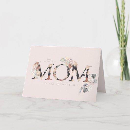 Carte Pampas Grass Floral Tropical Boho Pink Mothers Day (Devant)