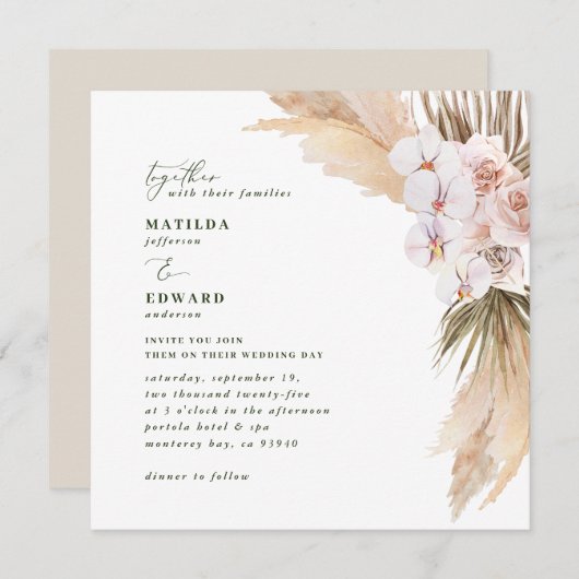 Carte Pampas herbe dessert naturel sec botanique (Devant / Derrière)