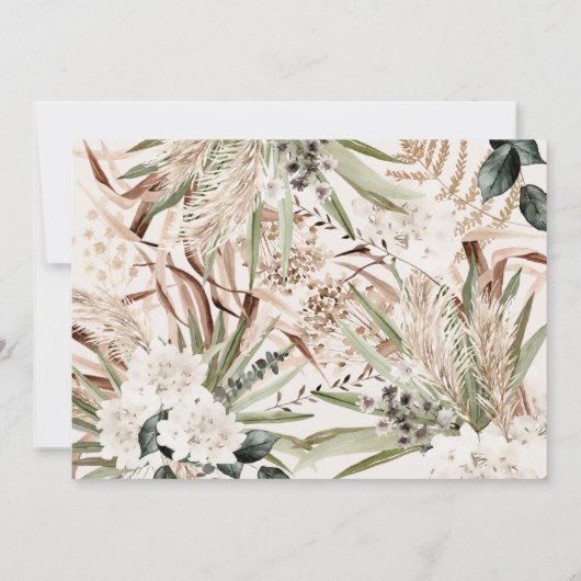 Carte Pampas herbe eucalyptus mariage rustique moderne (Dos)