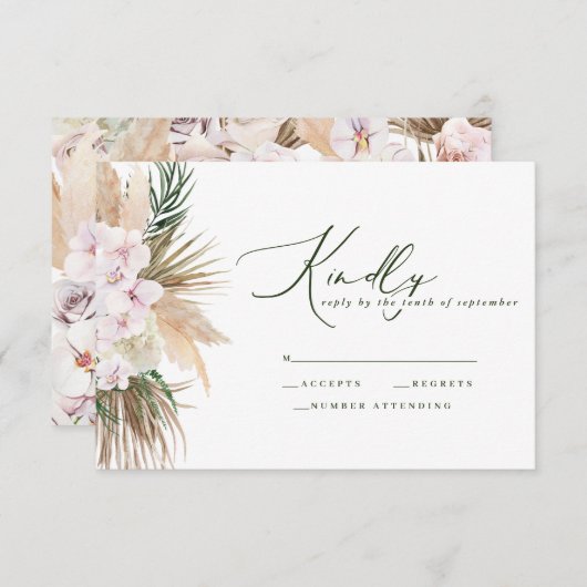 Carte Pampas herbe palmier orchidée moderne réponse rust (Devant / Derrière)