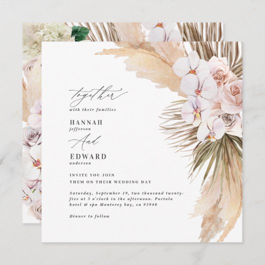 Carte Pampas herbe palmier orchidée moderne rustique (Devant / Derrière)