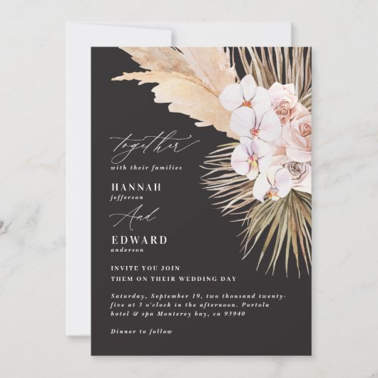 Carte Pampas herbe palmier orchidée moderne rustique (Devant)