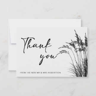 Carte Pampas minimaliste Boho Grass noir et blanc merci