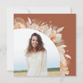 Carte Pampas moderne herbe terre cuite photo 30e anniver (Dos)