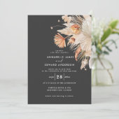 Carte Pampas noir moderne bohème mariage d'herbe (Debout devant)