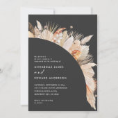 Carte Pampas noir moderne bohème mariage d'herbe (Devant)